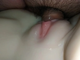 Close-ups, gentle treatment of wet and pink vagina