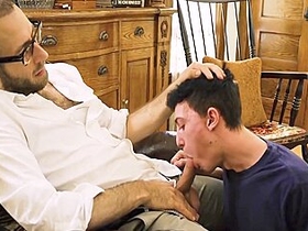 Step daddy Bangs His Lad Bareback In The Private Study